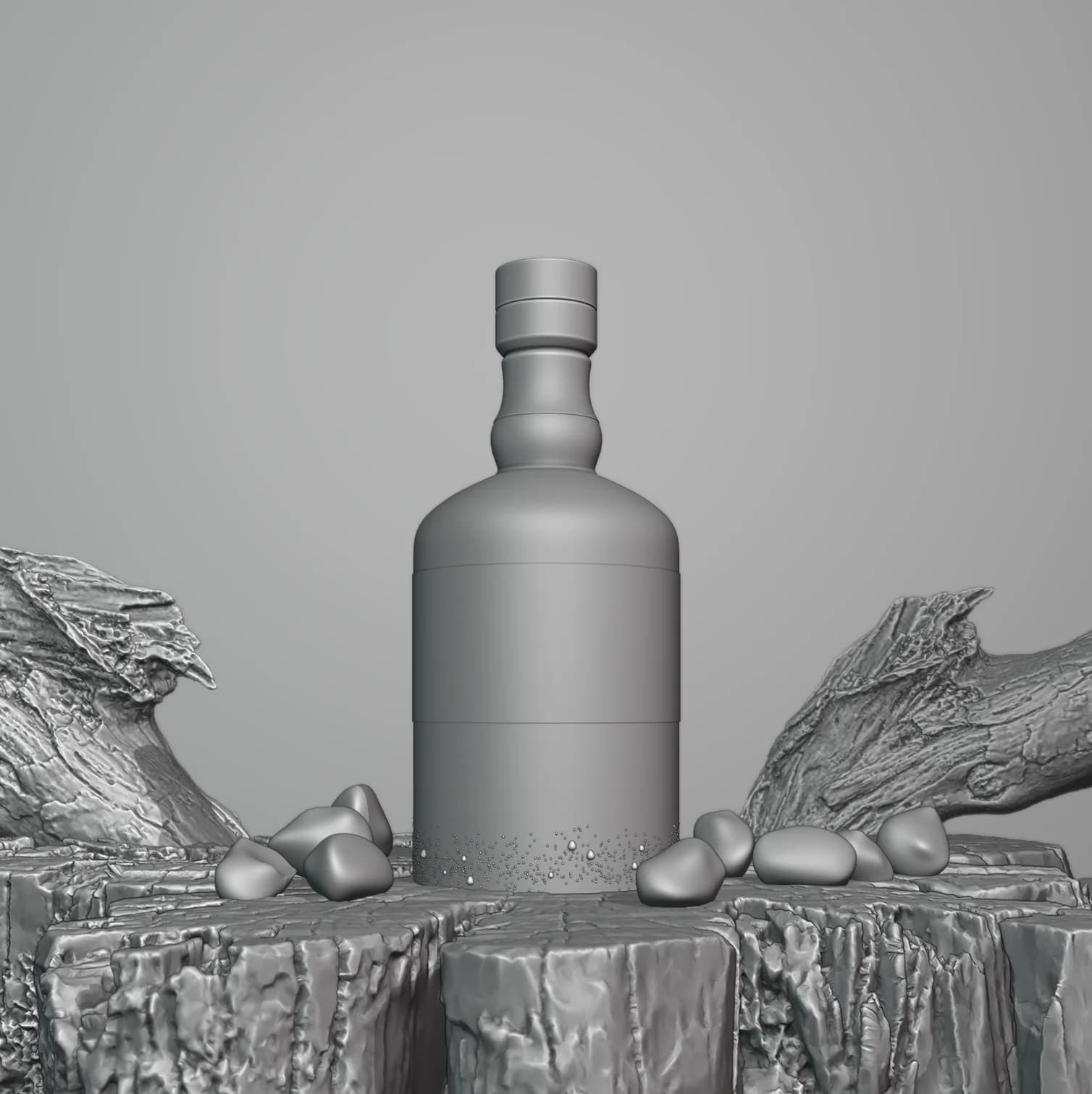 Shadowbrook Whiskey, ungerendertes 3D-Modell vor der Material- und Lichtsetzung
